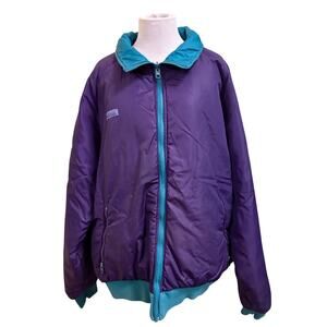 80s/90s Reversible Columbia Teal and Purple Puffer Windbreaker Jacket
